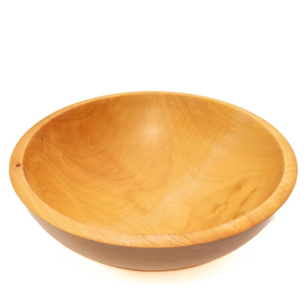 Round Wooden Bowl with a Smooth Polished Finish