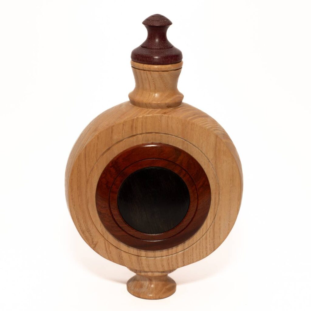Round Wooden Vessel with Dark Center Inlay