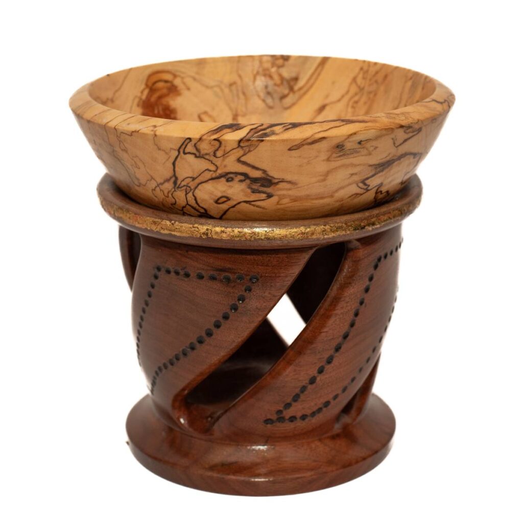 Decorative Wooden Bowl with Light Grained Top