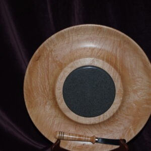Curly Maple Serving Platter with Corian Inset & Knife