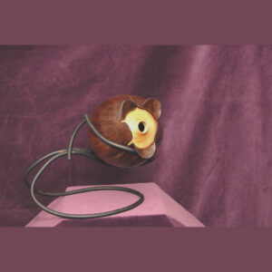 Dark Walnut Flower Petal Sculpture with Stand