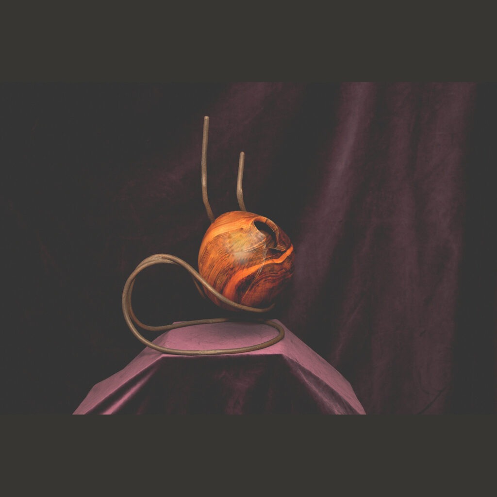 English Walnut Oval Sculpture with Stand