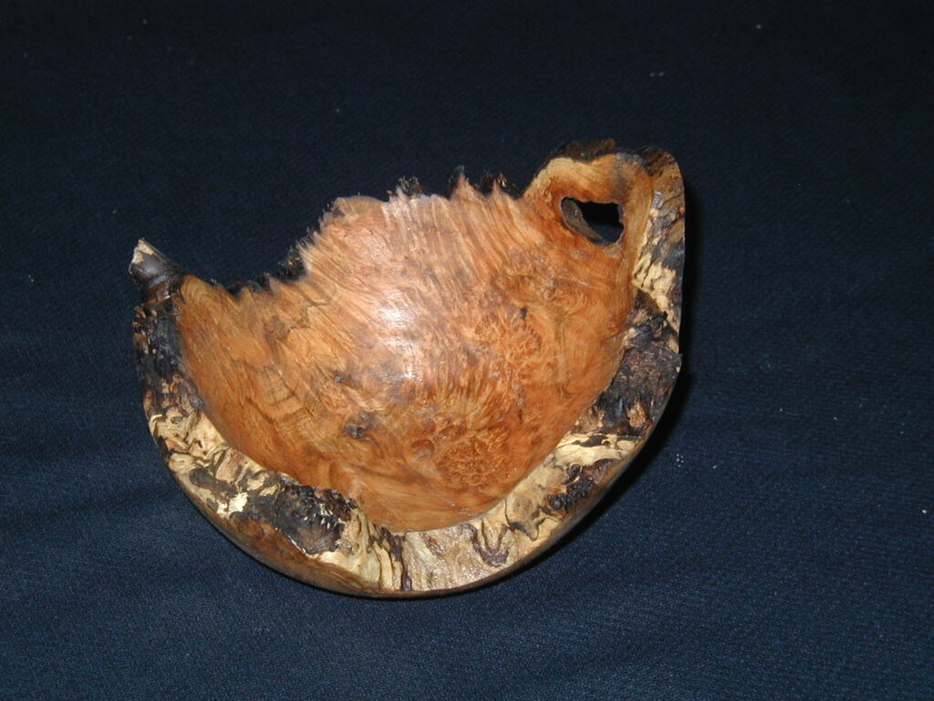 Rustic Handcrafted Wooden Bowl with Natural Textured Edge