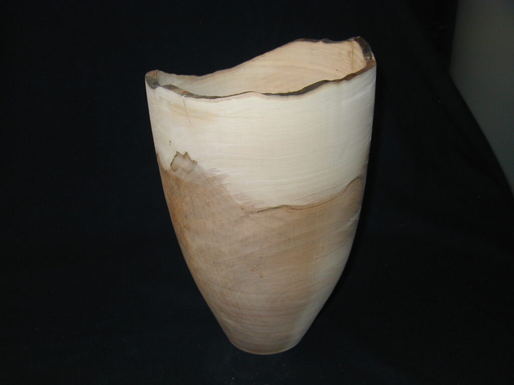 Tall Wooden Vase with Natural Edge and Smooth Finish