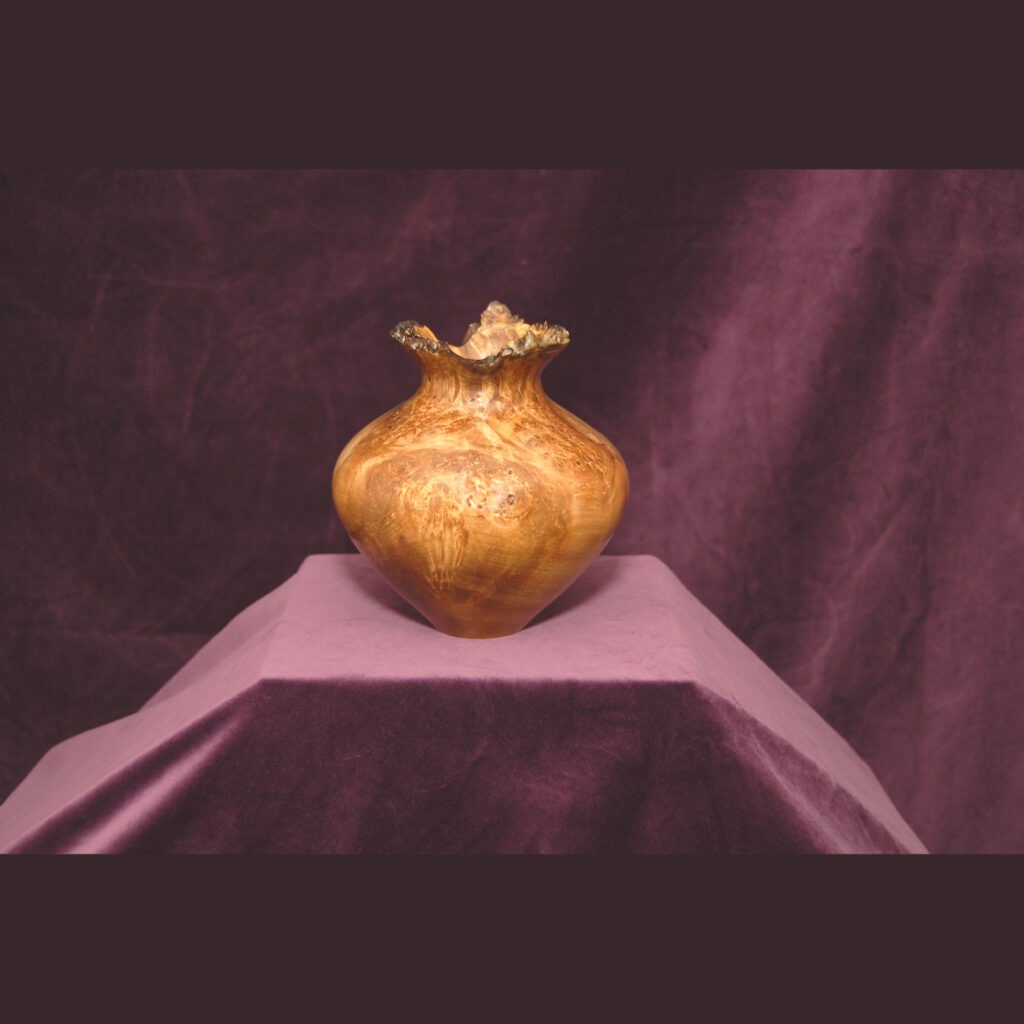 Natural Edge Wooden Vessel with a Wide